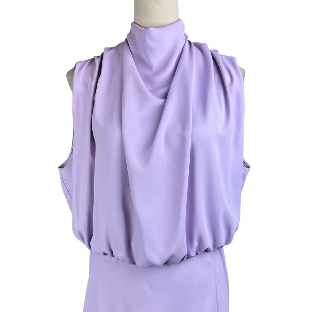 Amanda Uprichard Purple Blouson Sleeveless Halter Neck Elastic Waist Mini Dress - Picture 4 of 10